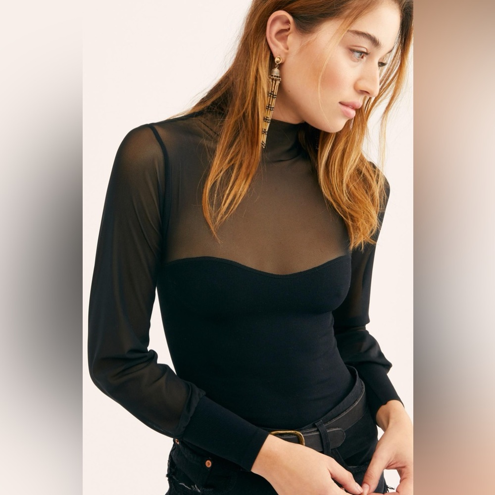 Free People Light Up Layering Top Black XS/S